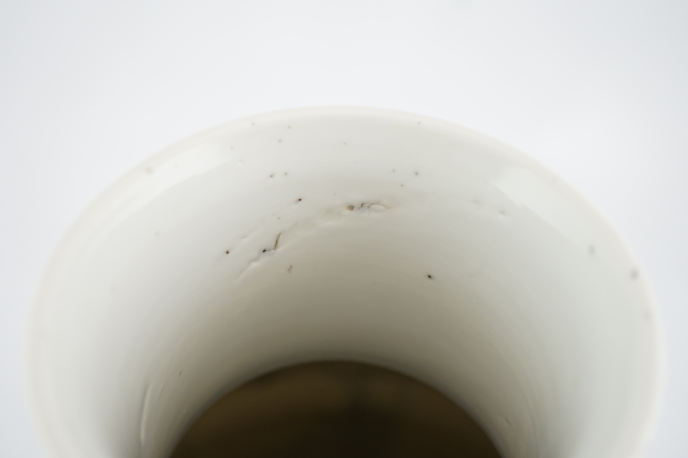 A large Chinese blue and white ovoid vase, early 20th century, firing crack